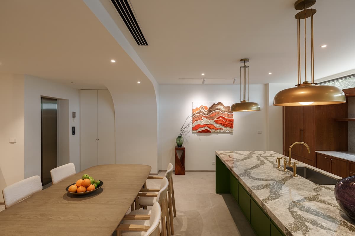 Dining area inside the luxury Huai Khwang house in Bangkok